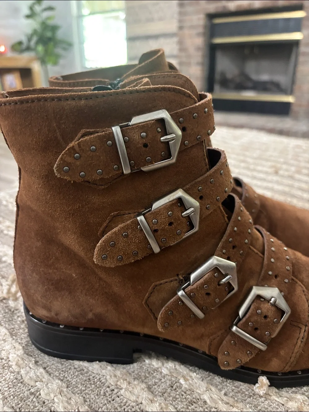 Miz Mooz Brown Suede Leather Buckle Ankle Boots - Edgy - EU 42 US 10.5/11